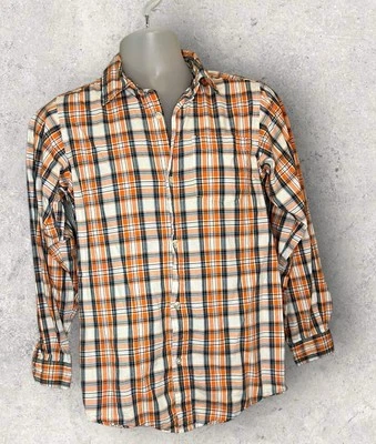 The Children’s Place Orange Plaid Button Up Long Sleeve Shirt Youth Size 14  - Image 1 of 4
