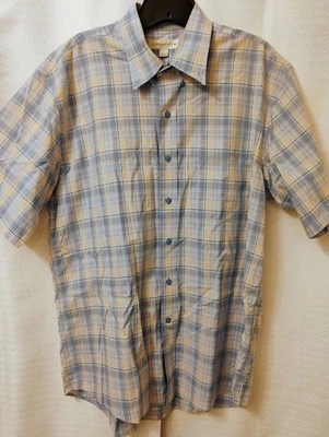 Cutter and Buck Button Down Men’s Size Large Plaid Short Sleeve Casual Shirt - Image 1 of 4
