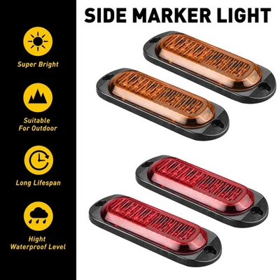 4 ~ 20 x 4 светодиодных боковых габаритных огней желтые красные огни просвет для грузового автомобиля прицепа водонепроницаемые - Изображение 1 из 4
