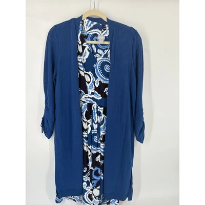 Conjunto de Vestido Cárdigan Tejido Estampado Paisley Azul Chicos Talla 1 M 8 10 Foto 1 de 4
