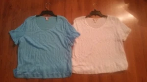 2 White Stag Blouse 1 White 1 Teal 2X (18W-20W) NWOT  - Picture 1 of 4