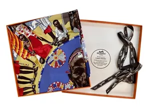 Hermes Seidenschal Carre 90 afrikanische Kunst Masai mehrfarbig Frankreich Neu mit Box - Bild 1 von 10