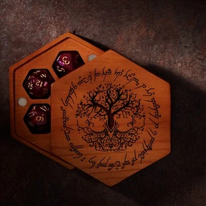 Tree of Life | Dice Box DnD | NETURAL CHERRY WOOD | Dice Vault | DnD Dice Set - Picture 1 of 5