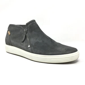 Ecco Soft 7 Ankle Boots Booties Shoes Womens Size 11 US 42 EU Gray Suede Zip Up - Picture 1 of 9