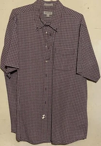 John Ashford Men’s Six XXL Tall Button Up Shirt Short Sleeve Red/Blue Plaid - Picture 1 of 4
