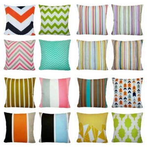 Striped Velvet Stripe Pillow COVER Home Decor Farmhouse Cushion Case 18x18" - Picture 1 of 37