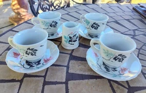 Jackson China Falls Creek weiß rosa blau schwarz Autumn Leaves Tasse und Untertasse Set - Bild 1 von 6
