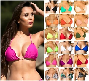 Nuevo sujetador de baño coqueta Top brasileño con volantes Top ondulado Traje de baño Triángulo - Imagen 1 de 44