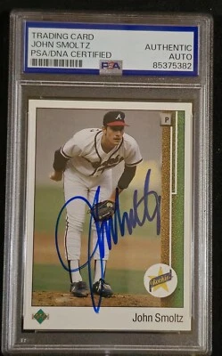John Smoltz 1989 Upper Deck # 17 Rookie Card PSA/DNA Authentic Auto Signed - Image 1 of 2
