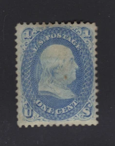 USA #63a Ultramarine 1861 1c Franklin - Mint, Original Gum - Bild 1 von 2