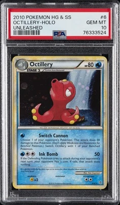 2010 POKEMON HEARTGOLD & SOULSILVER UNLEASHED #6 OCTILLERY-HOLO PSA 10 - Image 1 of 2