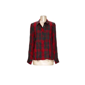 Cabi Red Plaid Rayon Blouse - Women's Regular Size S - Picture 1 of 4