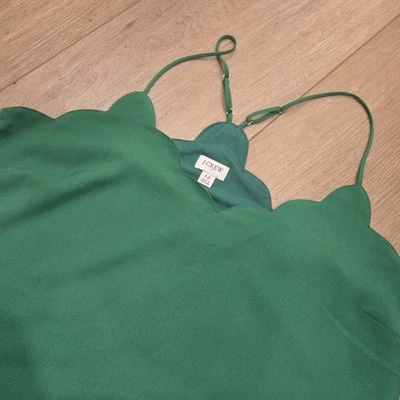 J CREW Mercantile Mujer Festoneado Cami Kelly Verde Talla 14 Cápsula Armario Foto 1 de 4