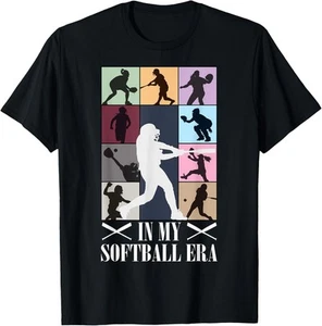 In My Softball Era Funny Softball Girl Player Lover T-Shirt Hoodie - Picture 1 of 11