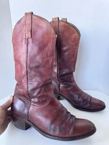 Vintage FRYE braun rot Leder Western Cowboy Schlupfstiefel Größe 10 - Bild 1 von 12