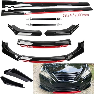 适用于日产 Sentra DX Hatchback 2 门前保险杠唇部剧透身体套件+侧裙 — 第 1/4 张图片