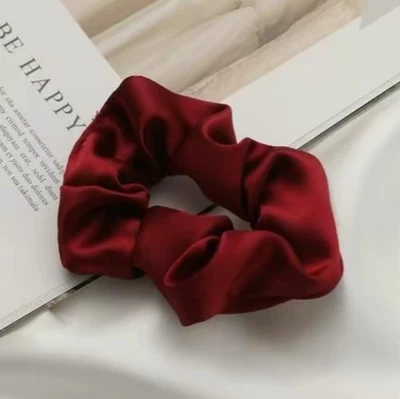 Silk Hair Band Hair Tie Scrunchie Red - Image 1 of 2