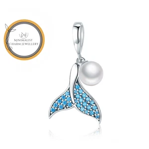 Whale Tail Charm For Bracelet, Beaded Tail Charm, Animal Charm - Picture 1 of 11