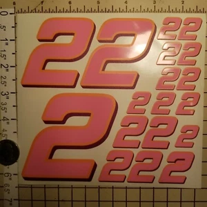 Pink w/plum & orange #2's Racing Numbers Vinyl Decal Sheet 1/10-1/12 slash - Picture 1 of 11