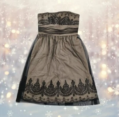 David's Bridal Mini Vestido Formal Sin Tirantes de Malla Negra Mujer Talla 4  Foto 1 de 4