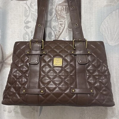 MCM Quilted Leather Shoulder Tote Brown Boston Bag - Image 1 of 4