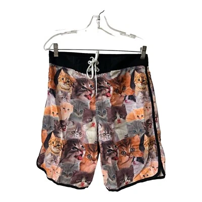Bioworld  Kitty Kittens Cats allover print Swim Trunks Lined Mesh SZ M (M8) - Image 1 of 4