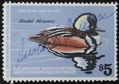 U.S. Used Stamp Scott #RW45 $5 Federal Duck Hunting. Fine - Very Fine. Choice! - Image 1 of 2