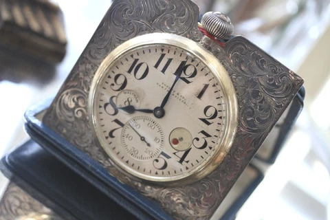 Shreve & Co Waltham Antique Sterling Silver 100 8 Day Travel Clock Cover