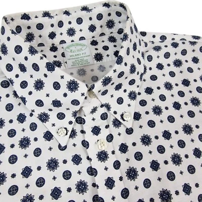 Brooks Brothers Mens Shirt Patterned Large Milano Fit Supima Cotton Button Down - Image 1 of 4