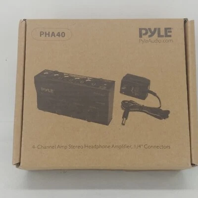 Pyle PHA40 - 4 Channel Stereo Headphone Amplifier 1/4" Connections - New in Box - Image 1 of 4