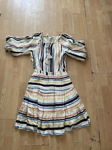 NEW ANTHROPOLOGIE LOST + WANDER Patti Yellow Striped Dress Sz S Women Puff T20 - Picture 1 of 4