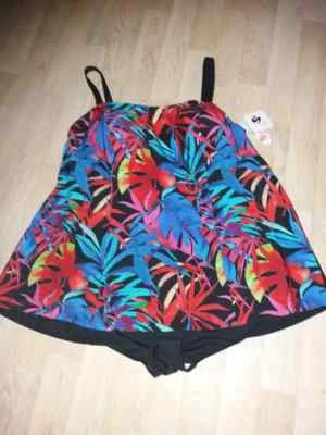 Schwab Badekleid / Badeanzug NEU Gr. 56 B C komplett unterfüttert schwarz & bunt - Bild 1 von 4