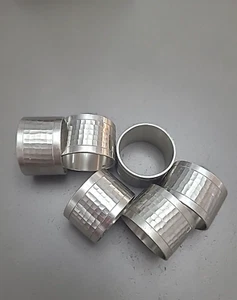 6 Selangor Pewter Vintage Napkin Rings Hammered Finish Malaysia - Picture 1 of 6