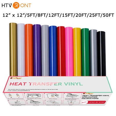 HTVRONT HTV Heat Transfer Vinyl Iron On Vinyl 12" x 5-50 FT T-Shirt for Cut - Image 1 of 4