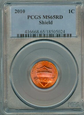 2010 Lincoln Shield cent Graded MS65 RD by PCGS - Image 1 of 3