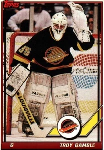 Tarjeta de hockey sobre hielo Troy Gamble G Canucks Topps n.º 446 1991 - Imagen 1 de 2