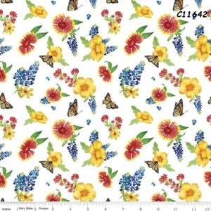 Bluebonnet Breeze Cotton Quilt Fabric Riley Blake C11642 Texas Wild Flowers - Picture 1 of 12