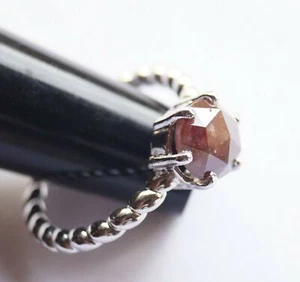 7.0mm Natural Red Round Rose Cut Diamond Engagement Ring Diamond 925 Silver Ring - Picture 1 of 11