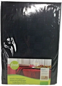 Food Network Black Rectangle Stain Resistant Microfiber Tablecloth 52"x70" NEW - Picture 1 of 6
