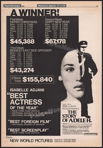 THE STORY OF ADELE H__Original 1976 Trade AD / poster__Isabelle Adjani__TRUFFAUT - Picture 1 of 1