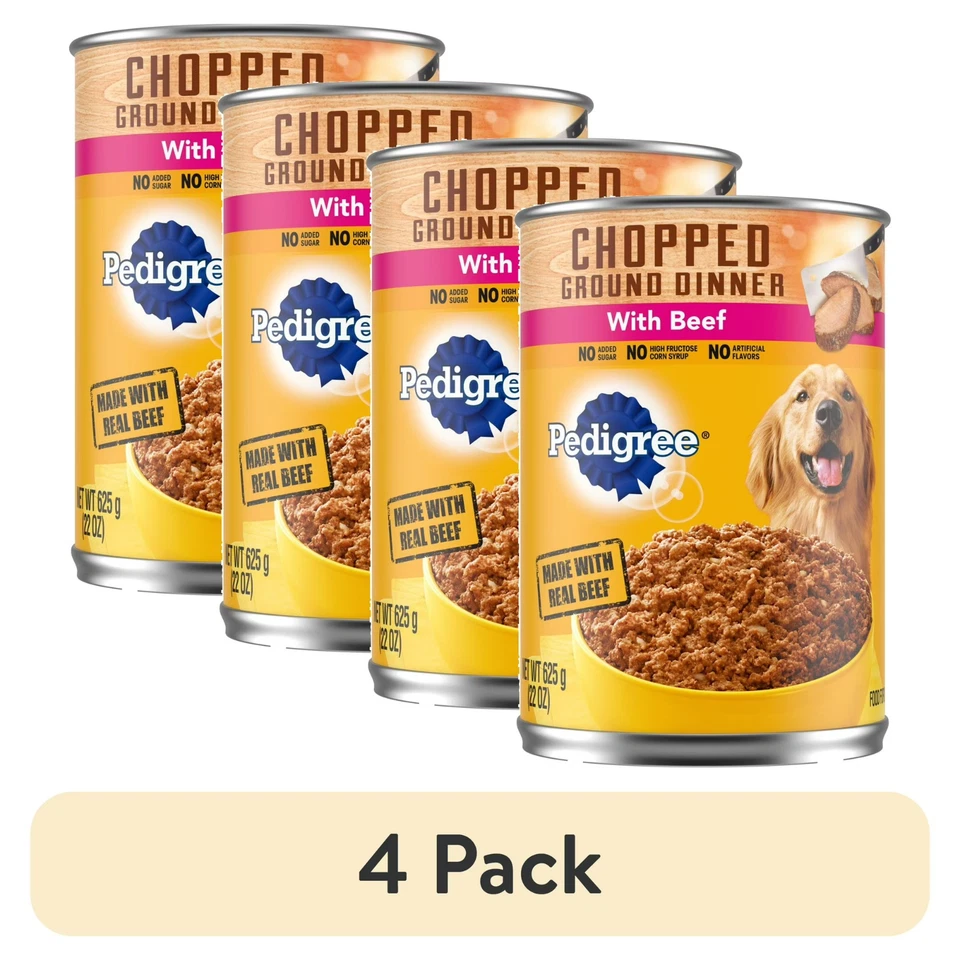 (Paquete de 4) Comida húmeda para perros de cena molida picada de pedigrí - latas de 22 oz, sabor a carne de res Foto 1 de 4