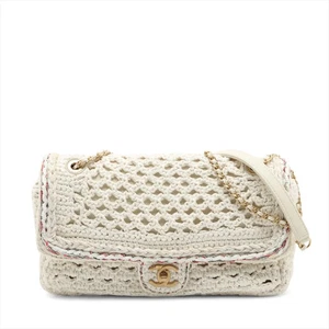 Borsa Chanel Coco Mark maglia x pelle patta singola doppia catena metallo oro bianco fi - Foto 1 di 9