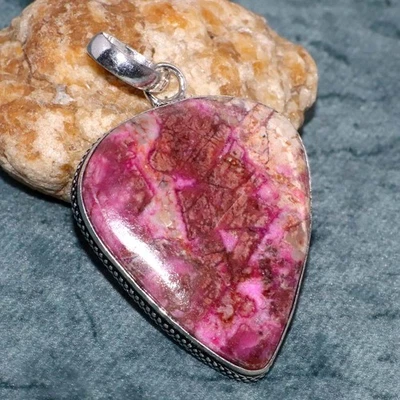 Cobalt Calcite 925 Silver Plated Pendant 2" Promise Gift for women GW - Image 1 of 3