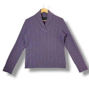Lauren Ralph Lauren Damen 100% Kaschmir Schalkragen Lila Pullover Gr. Medium - Bild 1 von 6