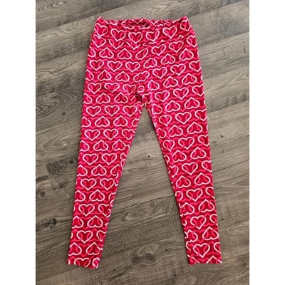 Mujer Rosa Corazones Entrelazados Leggings Altos Curvilíneos Día de San Valentín Atletismo Foto 1 de 4