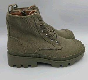 Universal Thread Moto Combat olivgrün Canvas seitlicher Reißverschluss Stiefel Damen 7,5 - Bild 1 von 7