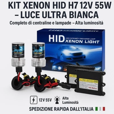 Fari allo Xeno  KIT  XENON HID H7 6000K 35W 12V alta luminosità  con centraline - Immagine 1 di 4