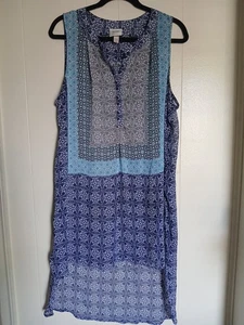 Knox Rose Womens Plus Size Sheer Hi Low Sleeveless Blue Dress Sz 2X NICE - Picture 1 of 11
