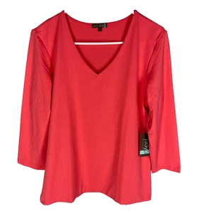 JUDY P Karen Calce Relajado Talla L Cuello Manga 3/4 Rosa Hecho en EE. UU. Microfibra NUEVO NUEVO CON ETIQUETAS - Imagen 1 de 7