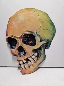 Vintage Totenkopf doppelseitig gestanzt Halloween Dekoration Eureka USA 13" - Bild 1 von 2